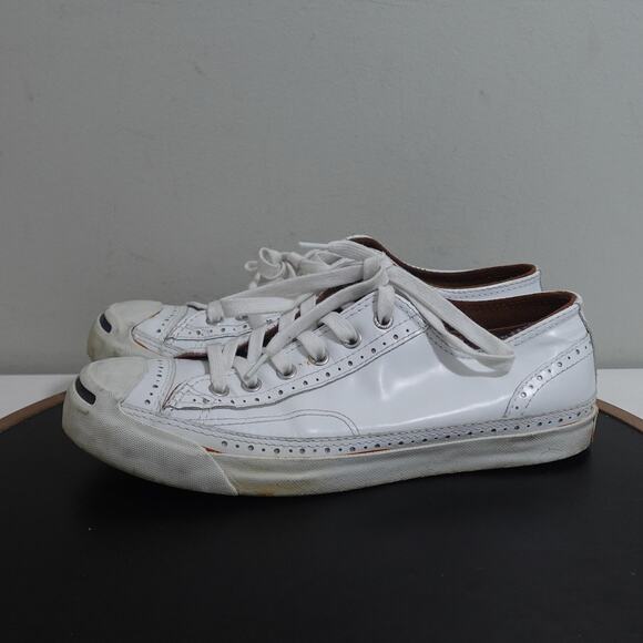 Converse Jack Purcell Shoes Mens Size 7 White Leather Low Top Lace Up Sneakers - Picture 5 of 12